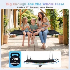 60 inch Platform Tree Swing W/ LED Light Large Outdoor Swing Kids