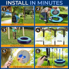 Serenelife 36″ Inflatable Tire Swing w/ Hang Kit – Indoor/Outdoor