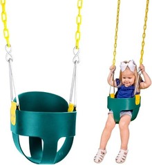 High Back Full Bucket Toddler Swing Seat with Plastic Coated Chains – Swing S…
