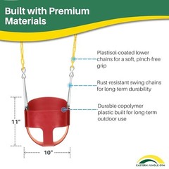 Heavy-Duty High Back Full Bucket Toddler Swing Seat | Coated Chains Fully Red