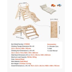 Uimoso 9-in-1 Wooden Toddler Climbing Set with Cars and Triangle Design