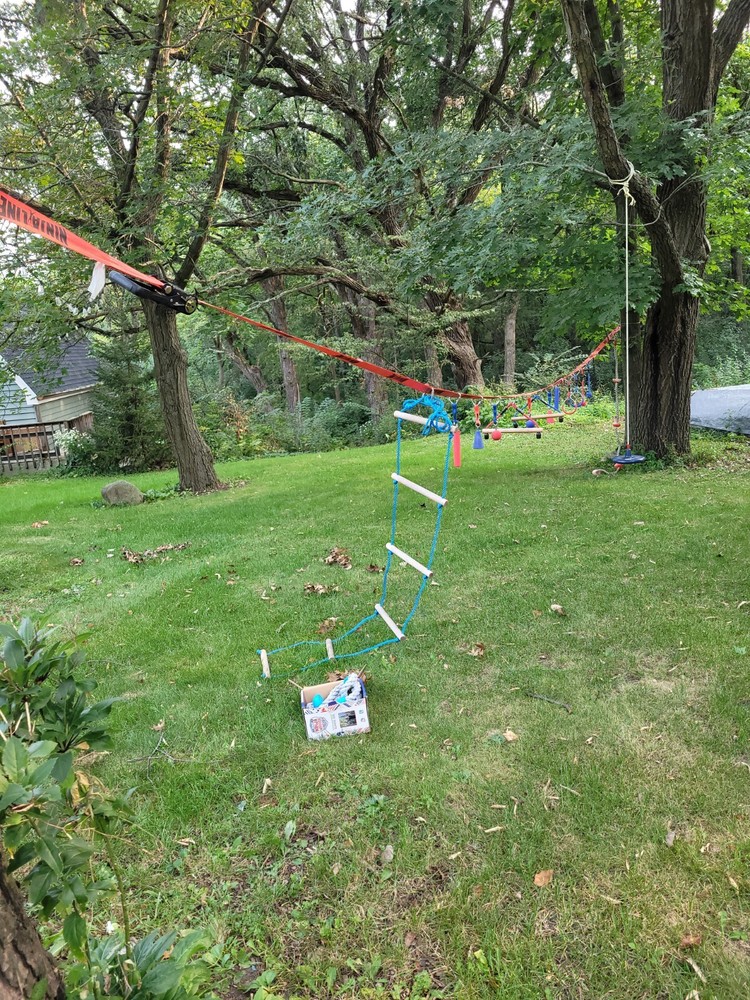 Over 50′ Of American Ninja Warrior Backyard Course Tree To Tree Or Post To Post