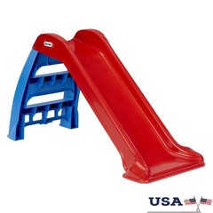Folding Kids Slide Indoor Outdoor Activity Durable Plastic Easy Storage Fun Play