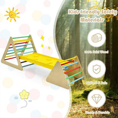 3 in 1 Kids Climbing Ladder Set 2 Triangle Climbers with Ramp for Sliding and Cl