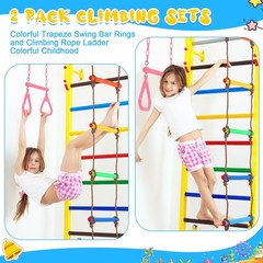 2 Pack Gym Swing Sets 48” Trapeze Swing Bar Monkey Bar Heavy Duty Chain with…