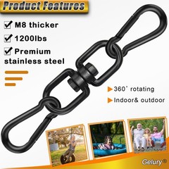 Black Swing Swivels 2 Pack, 304-Stainless Steel Swivel Rings, Double Eye Swiv…