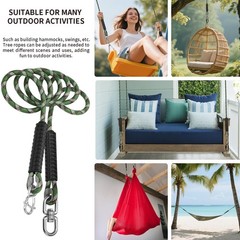 Dakzhou 7.25ft(87″) Heavy Duty Tree Swing Rope Hammock,Tree Swings Hanging St…