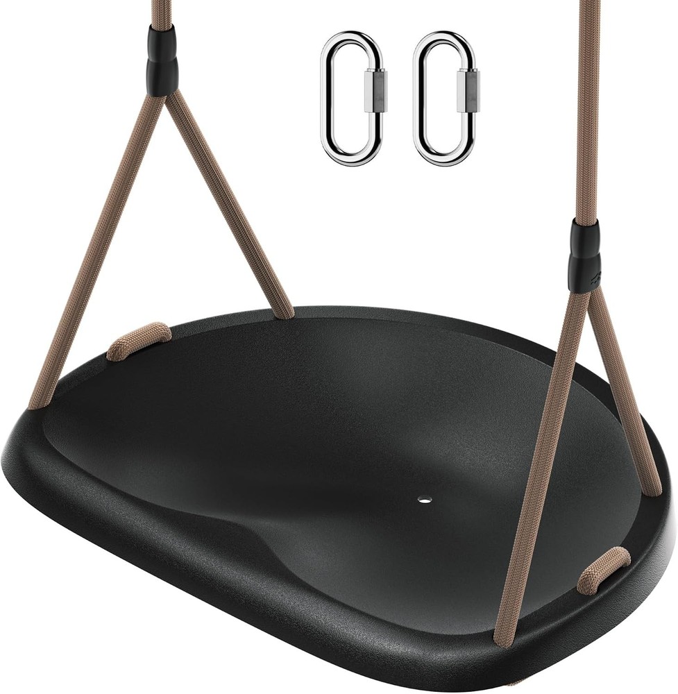 Black Rope Swing Seat Adults & Toddler Heavy Duty Tree Swing W/ Ergonomic