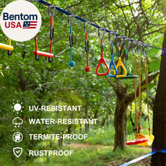 Ninja Warrior Obstacle Course for Kids Backyard-65Ft Slackline Kit with 13 Obsta