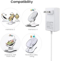 10 ft Power Cord for 4moms mamaRoo 4, 12V 3A Charger for RockaRoo Baby Swing, AC