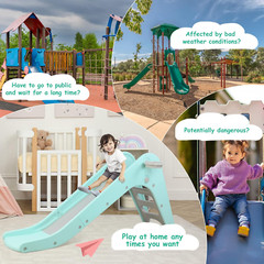 Freestanding Kids Slide, Toddler Slide Climber with Basketball Hoop & Ball, Baby