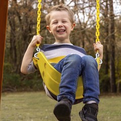 Gorilla Playsets Deluxe Yellow Swing Belt With Coated Chains For Kids 3-11