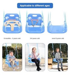 Toddler Swing, 3-in-1 Baby Swing Seat, Anti-Flip Snug & Secure Macaron Blue