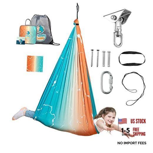 Indoor Sensory Swing for Kids or Outdoor – Holds 300lbs, Double Sunset Design