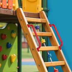 17 Inch Red Playground Handles Indoor Kids Monkey Bars Ladders 2Pcs