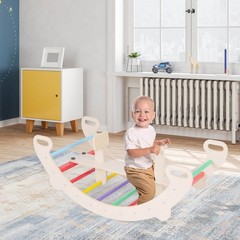 4-in-1 Rocking Horse Climber w/ Arch Climber Crawling Tunnel for Boys & Girls