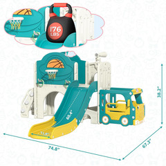 9-in-1 Toddler Slide & Climber Playset with Basketball, Ring Toss & Car House