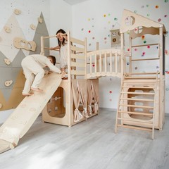 Large Playground Climber Kids Indoor Wooden Playhouse Montessori Climbing Set