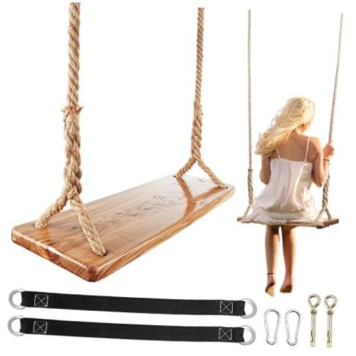 Wooden Tree Swing, 500lbs Load Capacity Heavy-Duty Wooden Swing Seat for