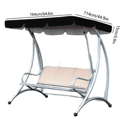 2-Seat Porch Swing Canopy Waterproof Swing Top Cover Garden Swing Seat Canopy…