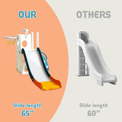 6 in 1 Toddler Slide, Kids Slider for 1-3, Indoor Outdoor Playset Playground wit