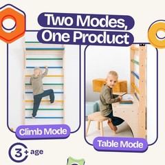 Swedish Ladder with Convertible Play Table | Montessori Climbing Set for , In…