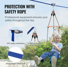 KFFKFF Zip Line Kit 52ft for Kids Adult Zip Line Cars Up to 500 lbs