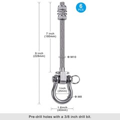 Swing Hangers 1500 LB Capacity – 6 Pack Stainless Steel 304 Hooks for Wood