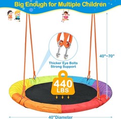 GIKPAL Children’s Outdoor UFO Swing with Stand, 440 lb Swing Set, Rainbow Colors