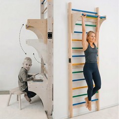 Swedish Ladder with Convertible Play Table | Montessori Climbing Set for , In…