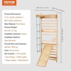 Swedish Ladder Wall Gym 5 In 1 Wooden Indoor Playground Climbing Toys 220