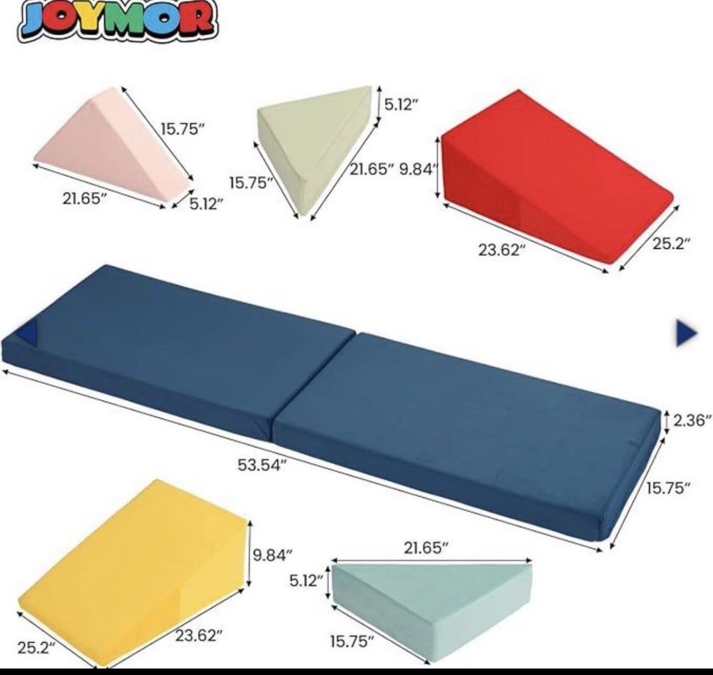 JOYMOR 8-Piece Fabric Soft Foam Climbing Blocks with Ball Pit for Toddlers