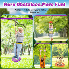 Ninja Warrior Obstacle Course for Kids,2X56Ft Slackline with 12 Accessories,Sauc