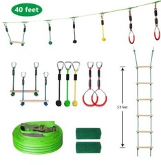 Minetom 40 Feet (12M) Kids Swinging Obstacle Course Set Portable Slack Line Monk