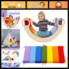 Rainbow Climbing Arch Cushion Set for Toddlers – Detachable Play Mat & Rocker Pi