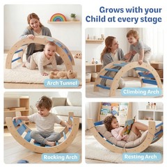 8-in-1 Wooden Climbing Set for Toddlers with Cushion, Foldable Montessori Ind…