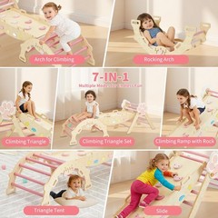 7-in-1 PiklerTriangle Climbing Set, Collapsible Wooden Montessoris Climbing Toy