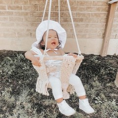 Sn Handicrafts Handmade Macrame Baby Swing Natural Rope Hammock For Baby