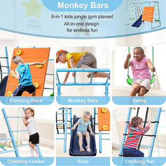 6-in-1 Indoor Climbing Dome Playset with Slide, Swings, and Monkey Bars