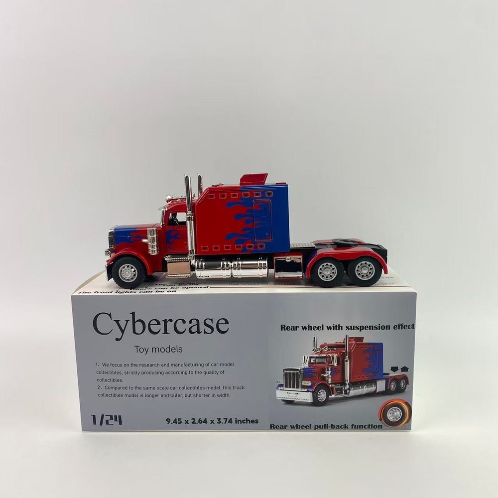 Cybercase 1:24 Scale Toy Semi Truck Model, Pull Back Truck Toy with Rear Wheel S