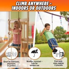 Wooden Rope Ladder for Kids – 6ft Outdoor Climbing Ladder with Real Wood Rungs,