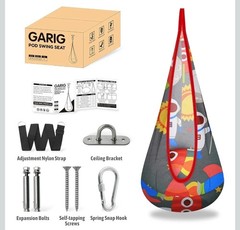 GARIG Pod Swing for Kids, Hanging Pod Swing Seat with Inflatable Pillow