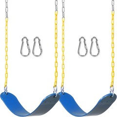 Juegoal 2 Pack Heavy Duty Swing Seats w/ 66” Coated Chains & Snap Hooks – Blue