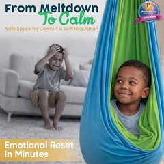 Sensory Swing for Kids Indoor Outdoor – Calming Cocoon Therapy Green/Blue
