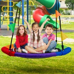 Tree Swing 40″ in Multi-Color Rainbow Kids Indoor/Outdoor Round Mat Saucer Swing