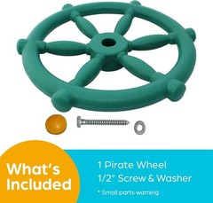 12-Inch Green Pirate Ship Steering Wheel – Durable Playhouse Accessory for Kids