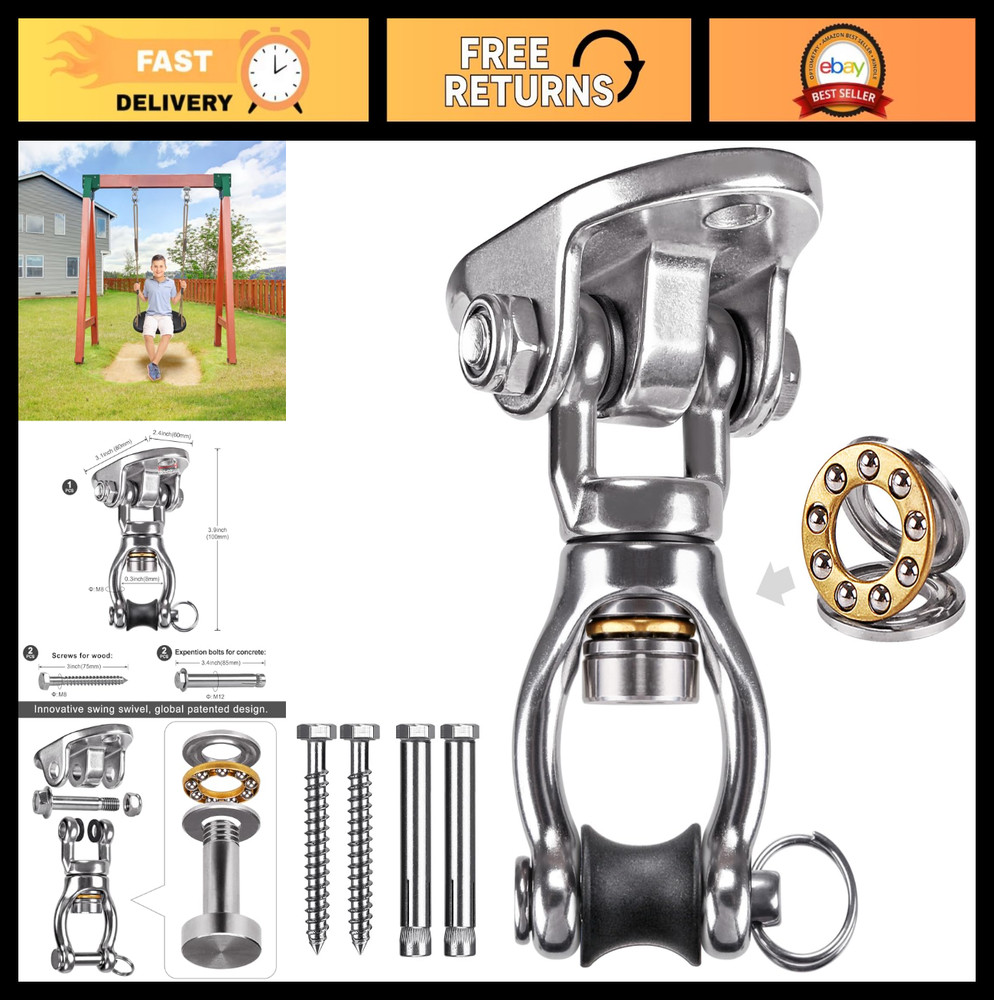 Heavy Duty Swing Hanger with Bearing Swivel, 1200 LB Capacity, Stainless Steel H