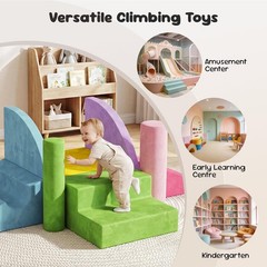 Teckid Toddler Climbing Toys 8-Piece Indoor Soft Foam Blocks Set, Safe Crawling,