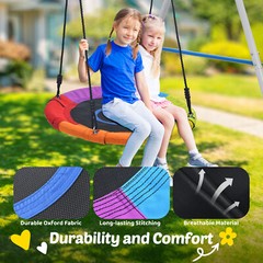 440lb 4 IN 1 Metal Swing Set Heavy-Duty Frame Backyard Kids Playset with 2 Seats