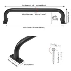 2 Pack 17 Inch Matte Safety Handles for Playground Equipment – Swing Set Black